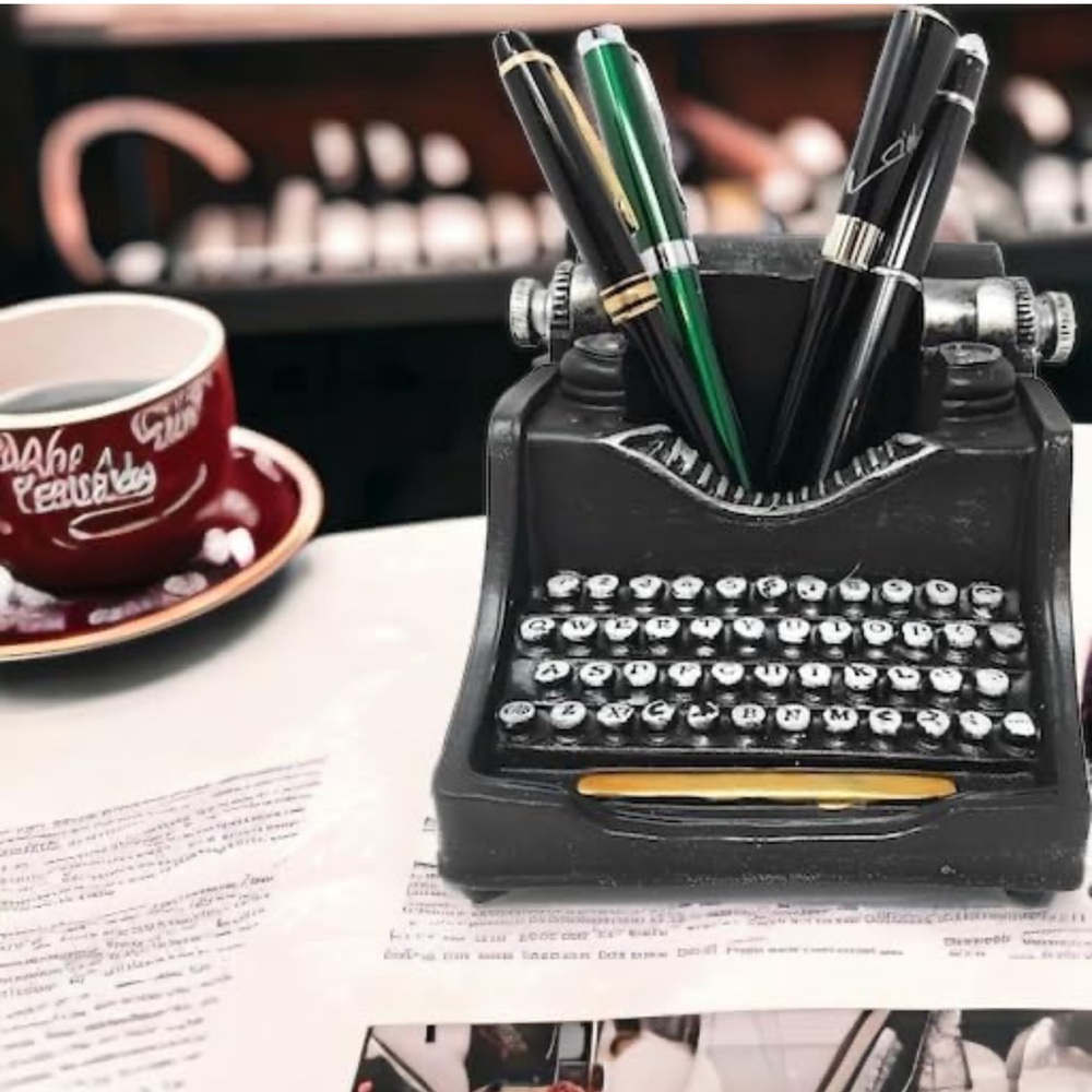 Black Typewriter Desk Organizer